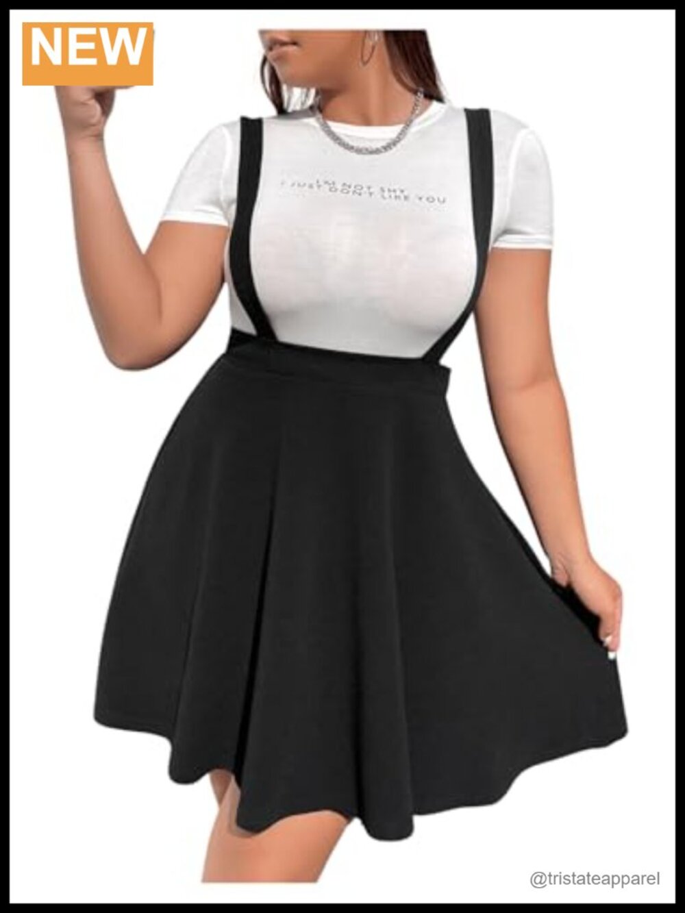 Women's Plus Size Suspender Skater Skirt High Waist Pinafore Dress